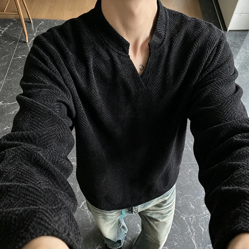 Mens Notched V Neck Long Sleev - Golf Tees recension och pris